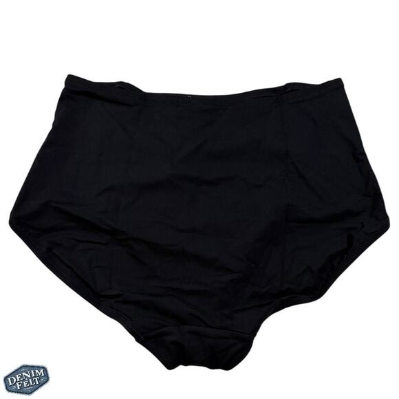 Popilush High-Waisted Ruched Shaping Swim Bottoms Black Size Medium VIRAL NEW - Picture 7 of 13